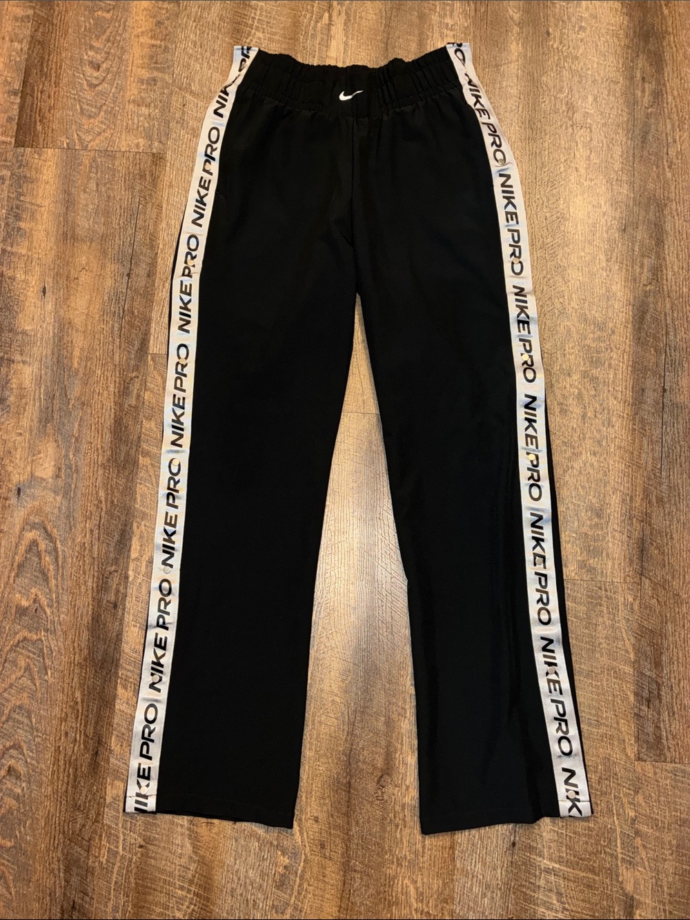 Nike Black Track Pants with White NIKE PRO Side Tape